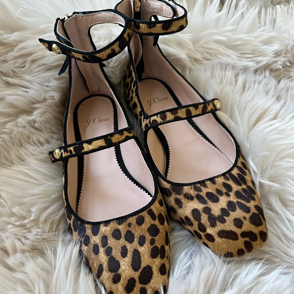 JCREW Sally Calf Hair Flats Mary Jane 6 - so pretty! square toe + zip back